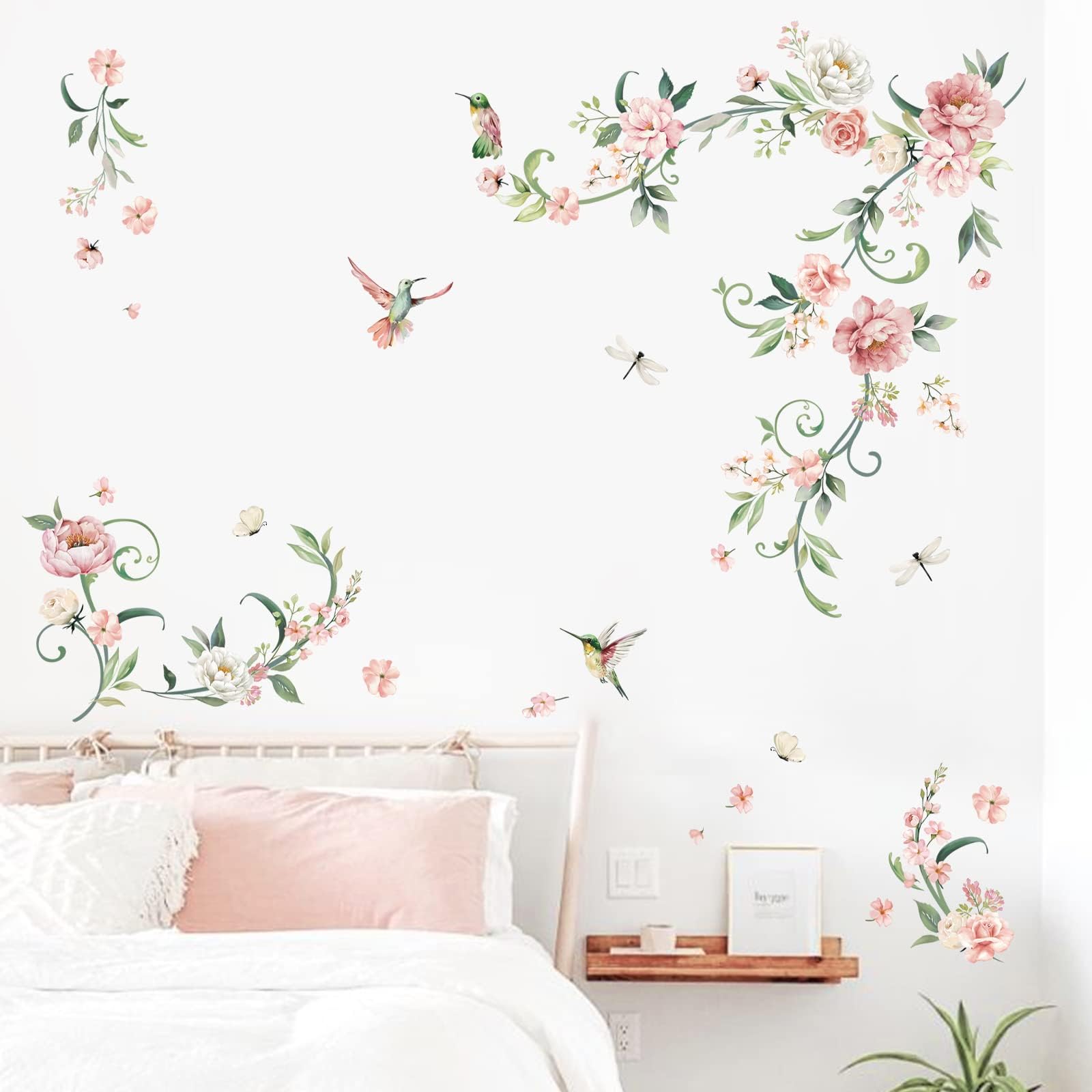 decalmile Adesivi Murali Fiori Rosa Bambina Adesivi da Parete Fiocco Rosa Decorazione Murale Bambini Asilo Nido Soggiorno Camere Ragazze