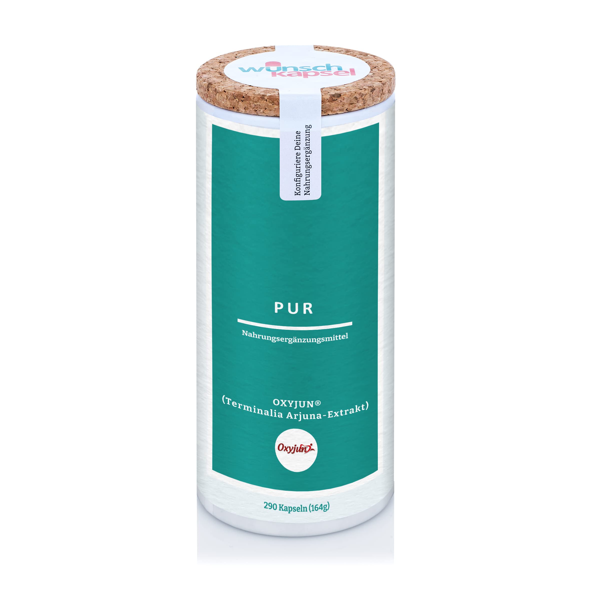 Oxyjun Pur, 400 mg täglich hochdosierter Terminalia arjuna Extrakt (7:1, mind. 30% Polyphenole, 15% Terminaloside). Tonikum für Herz, Kreislauf und Muskeln. 290 vegane Kapseln aus deutscher Manufaktur