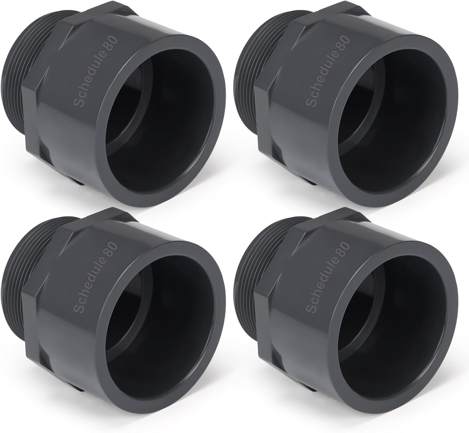 4 Pcs 2 Inch PVC Pipe Fitting Male Adapter Schedule 80 Socket x Npt Compatible with 836 Series Heavy Duty Industrial Grade Corrosion Resistant Plumbing Irrigation Connector for Water