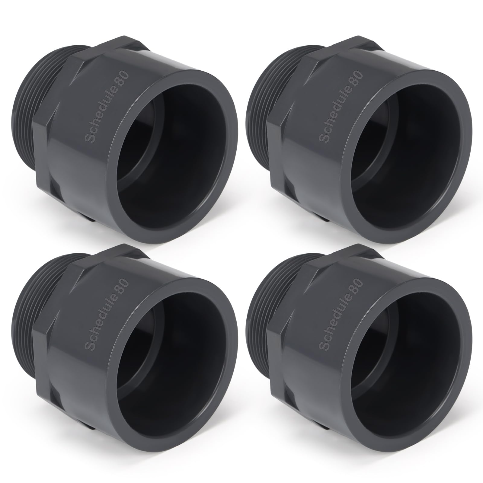 Photo 1 of Fiwochic 4 Pcs 2 Inch PVC Pipe Fitting Male Adapter Schedule 80 Socket x Npt Compatible with 836 Series Heavy Duty Industrial Grade Corrosion Resistant Plumbing Irrigation Connector for Water