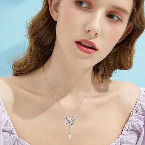 Miniatura 6 de Animal Flower Necklace for Women Mom Sterling Silver Enamel Jade Necklace Birthday Valentine's Day Mother's Day Gifts