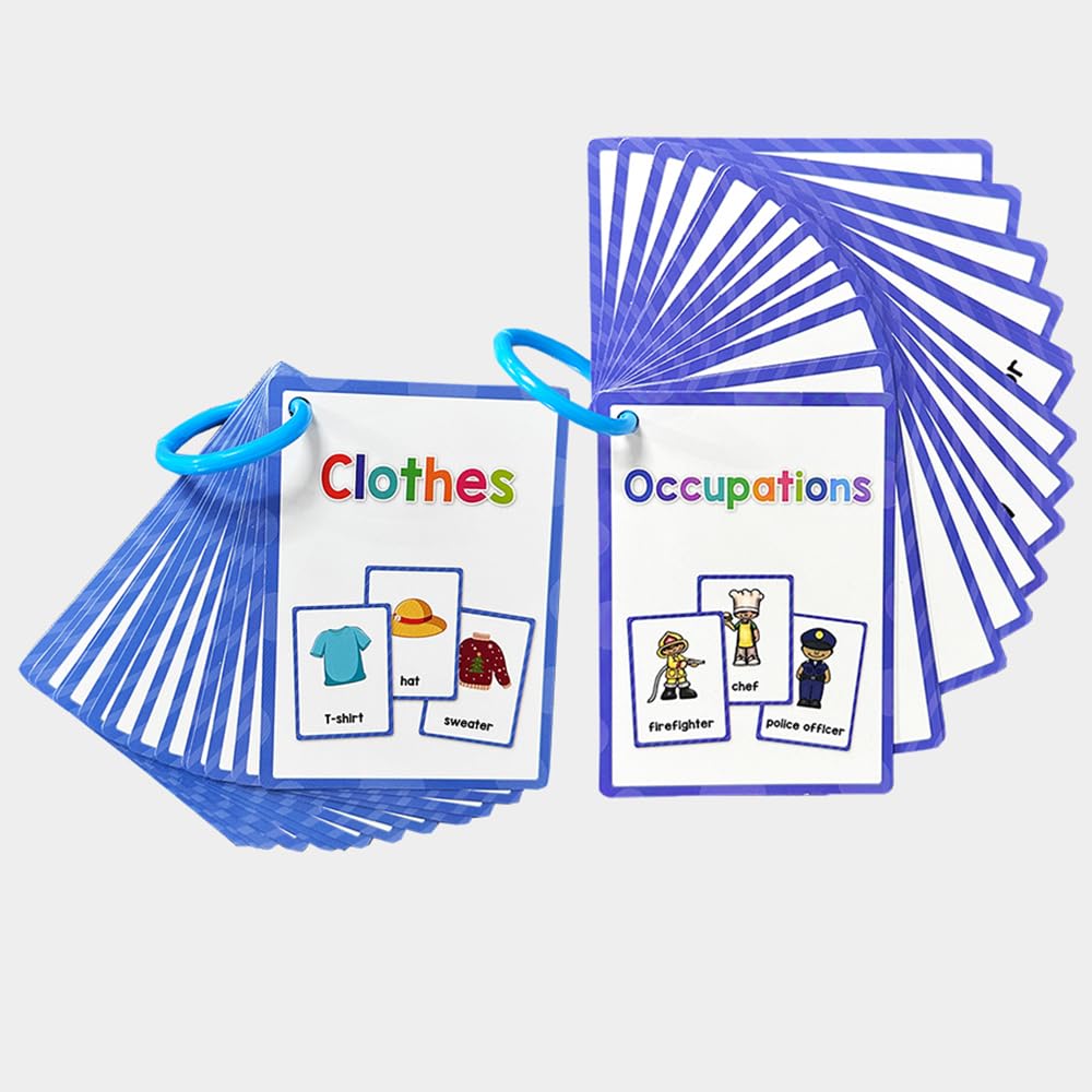 Lilias Clothes & Occupations English Words Double-Side Learning Flash Cards, Homeschool Preschool Kindergarten Teaching Aids, Classroom Supplies, 30 Cards in Set