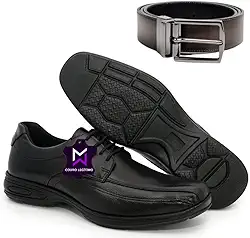 Sapato Social Masculino Couro Legitimo + Cinto Masculino Dupla Face