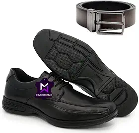 Sapato Social Masculino Couro Legitimo + Cinto Masculino Dupla Face