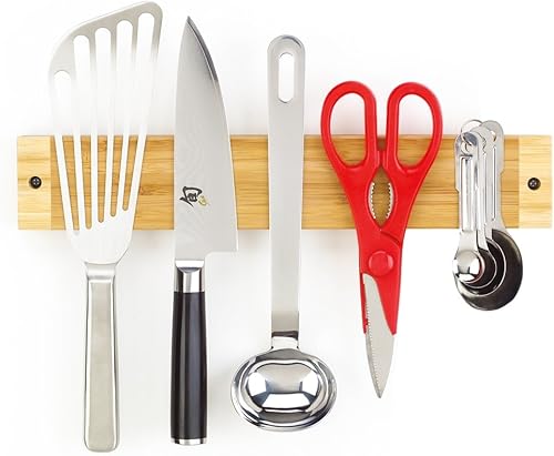 Better Houseware 240412 Barra magnética de bambú para cuchillos y utensilios