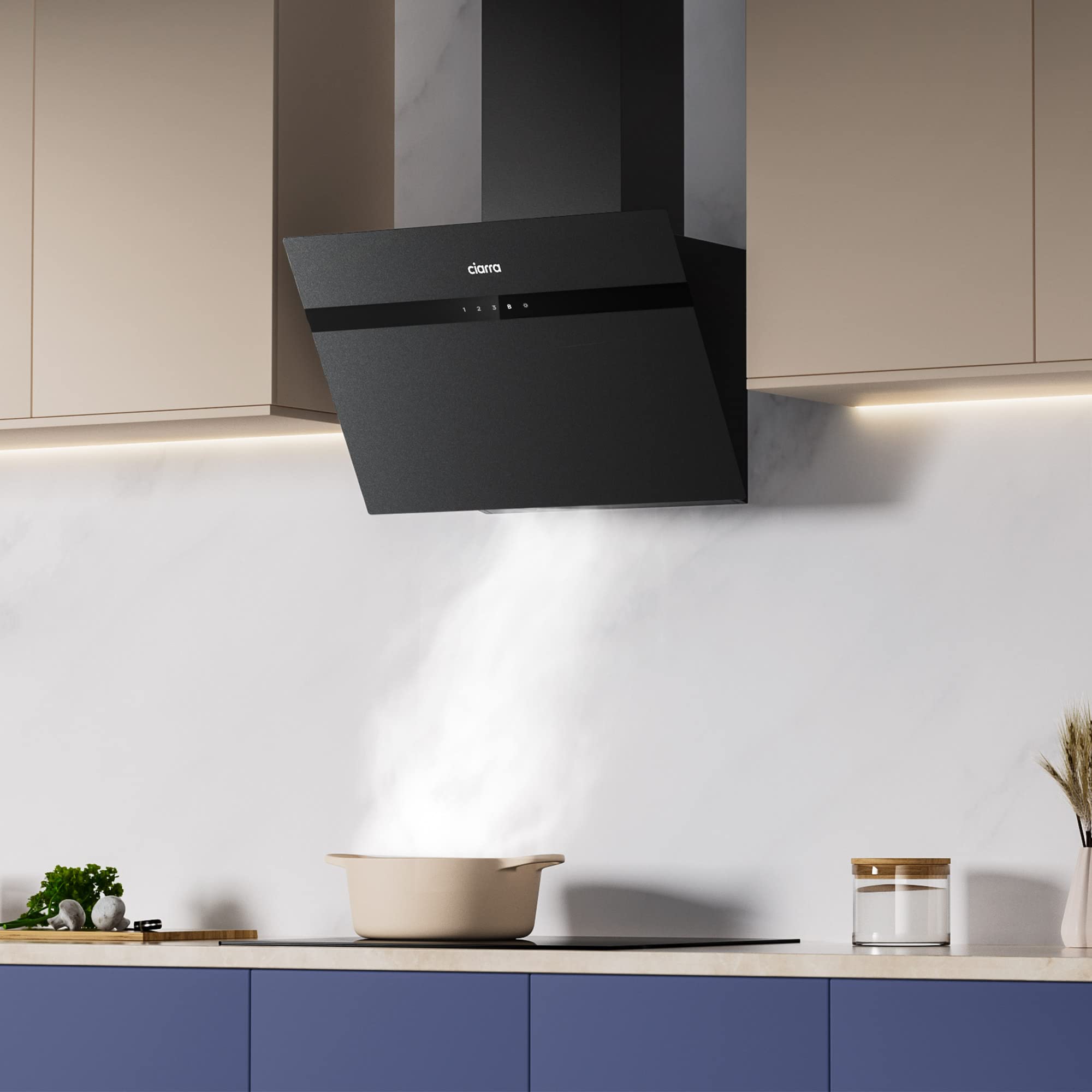 CIARRA 90cm Frosted Glass Angled Cooker Hood, 56 OFF