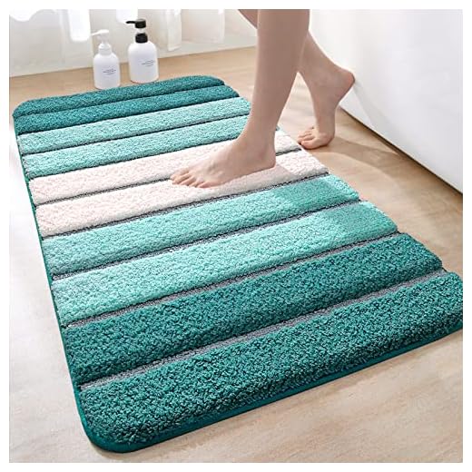 DEXI Tapis Salle de Bain Antiderapant 60 x 110 cm, Extra Doux, Lavable en Machine, Absorbant l'eau, Turquoise