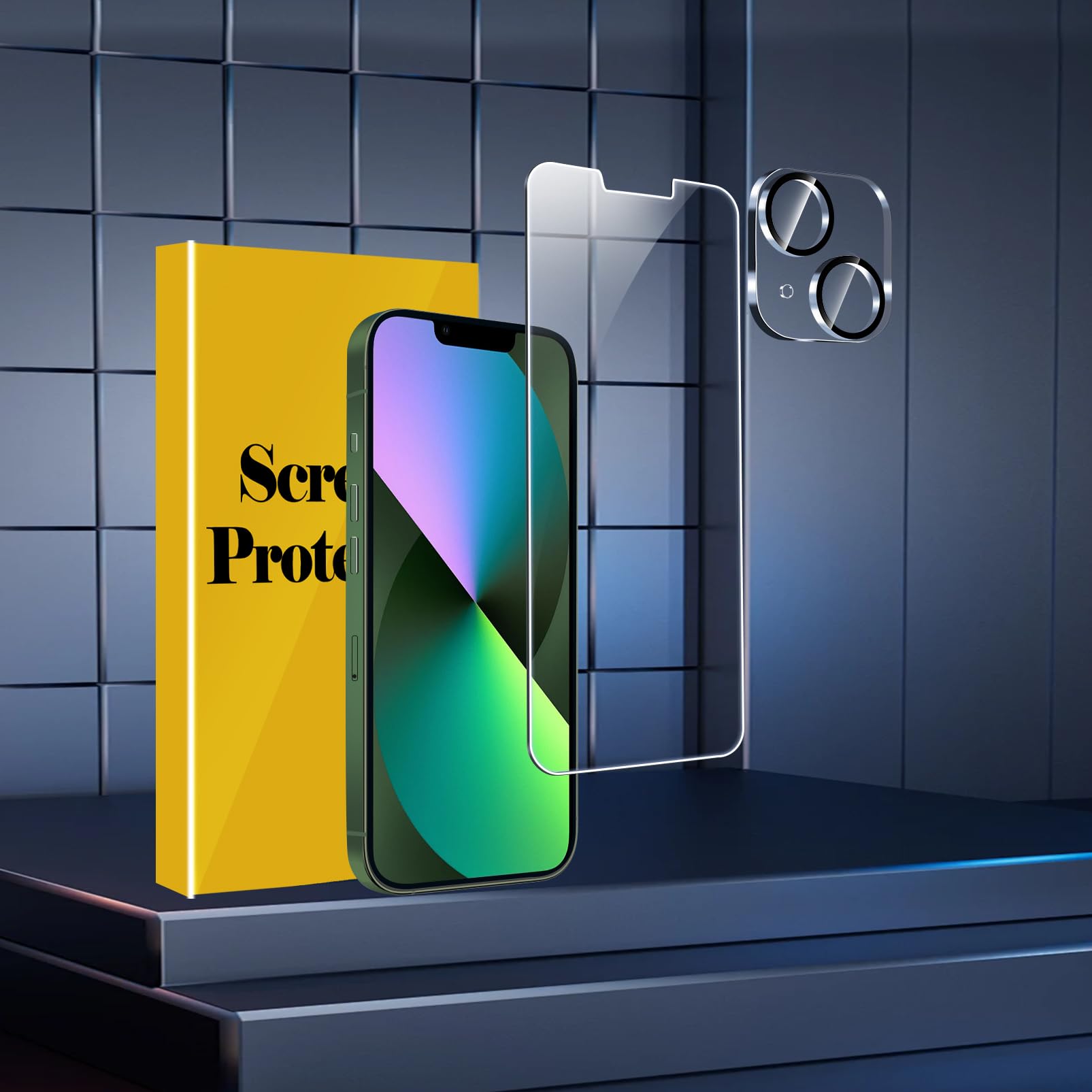 1 protector de pantalla para iPhone 13 Mini, con 1 protector de lente de cámara de vidrio templado, accesorios compatibles con fundas para Apple