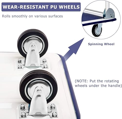 Miniatura 3 de S AFSTAR Carrito plegable con plataforma rodante para garaje, almacén, carrito de cama plana portátil con ruedas giratorias antideslizantes