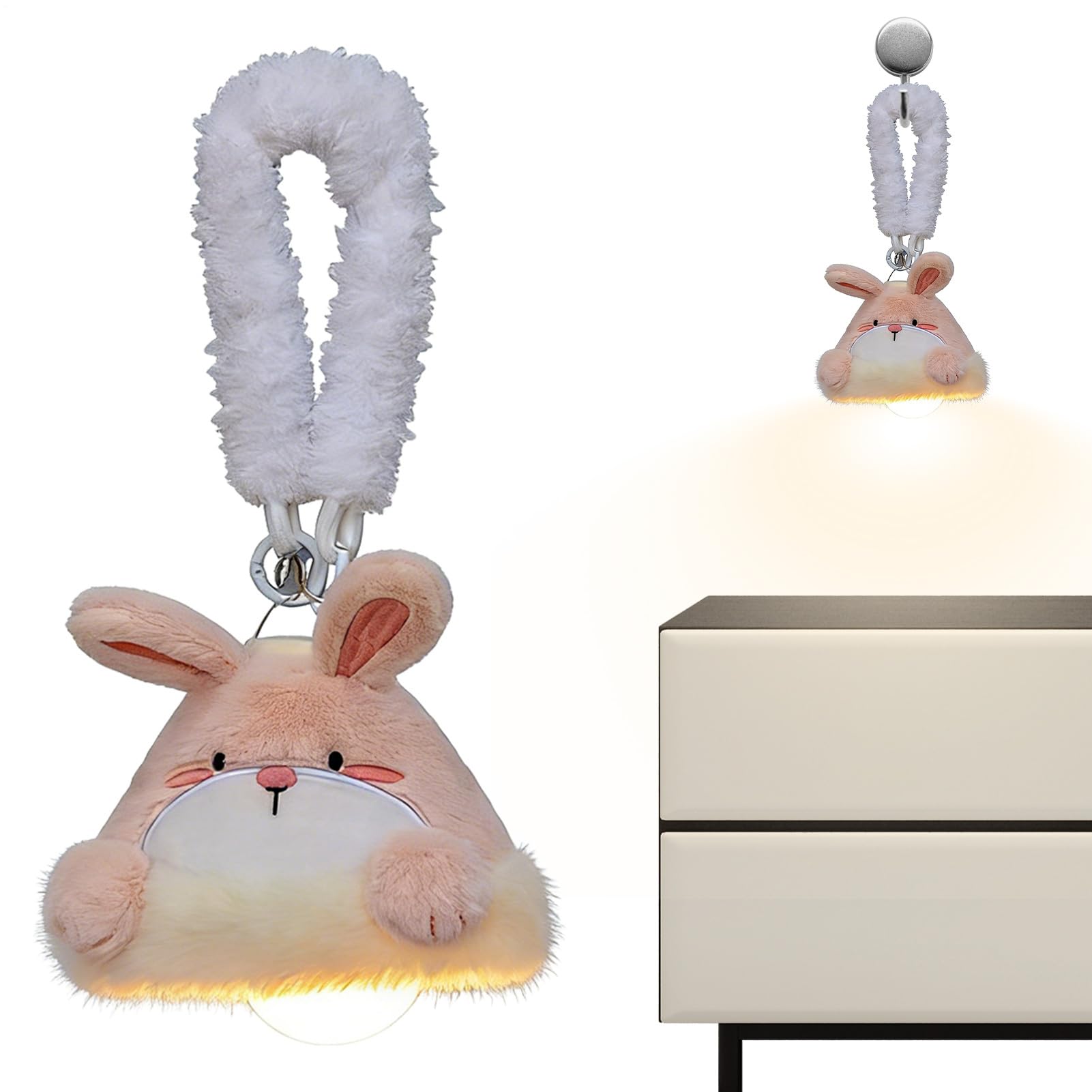 Night Lights, Cute Plush Hanging Wall Lamp, Soft Wireless Animal Night Light for Girls, Bedroom, Bathroom, Sleep, Rest and Wall
