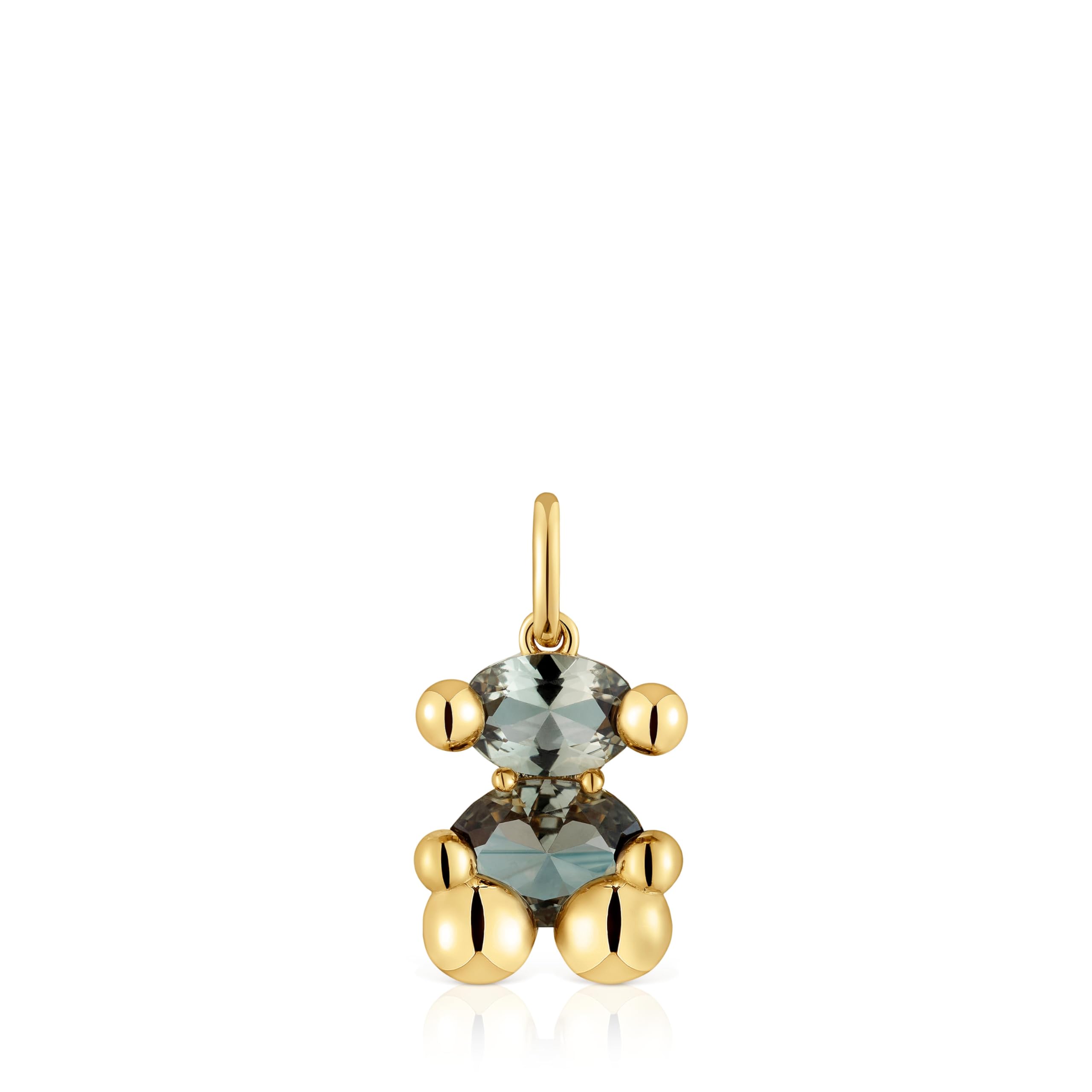 TOUS Colgante pequeño motivo oso con baño de oro 18 kt sobre plata y espinela verde creada en laboratorio, Para Mujer, Colección Color Bear LGG