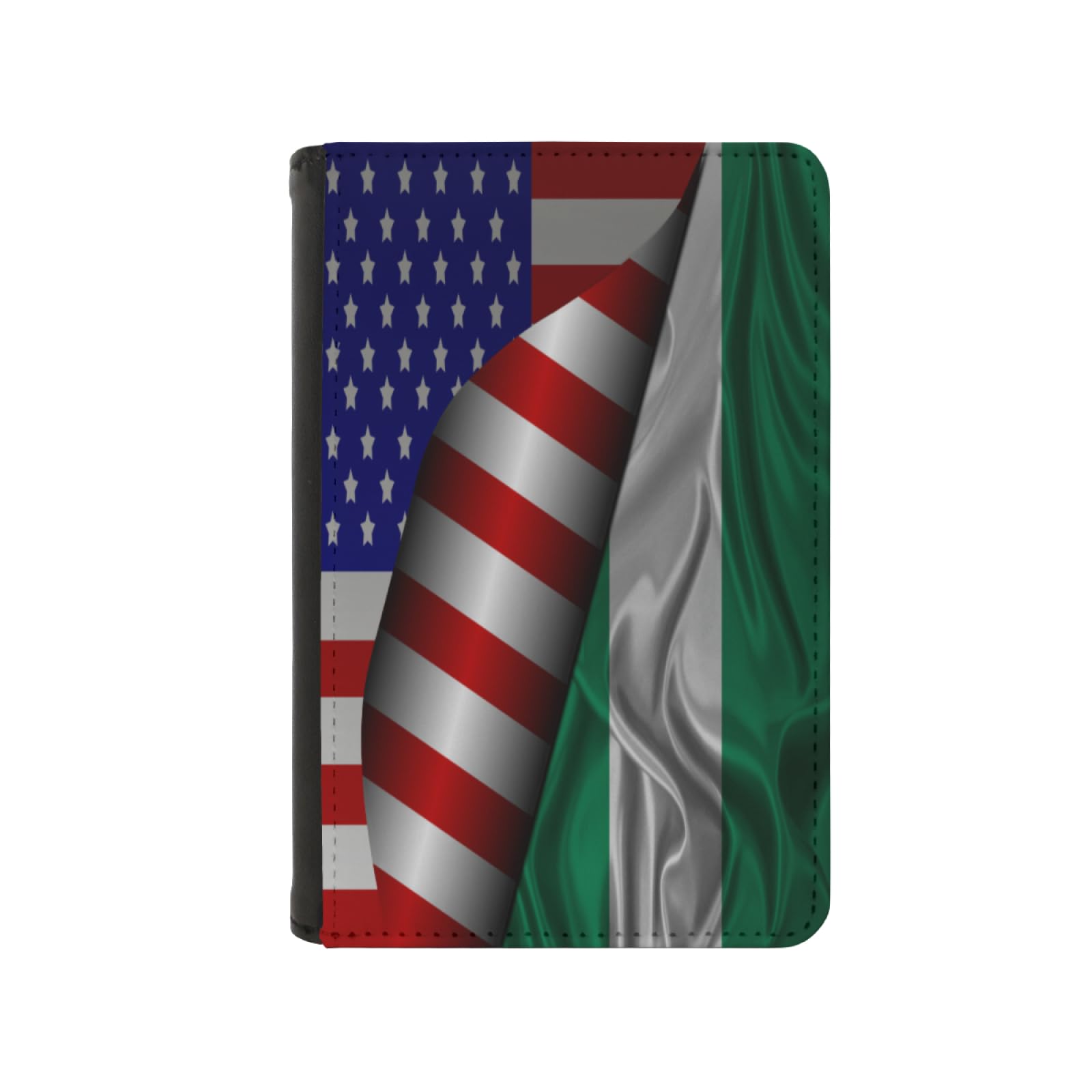Passport Holder Cover Nigeria Nigerian Flag And America Flag Silk PU Leather Case Wallet Passport Book Protector for Women Men Flying Travel Fashion