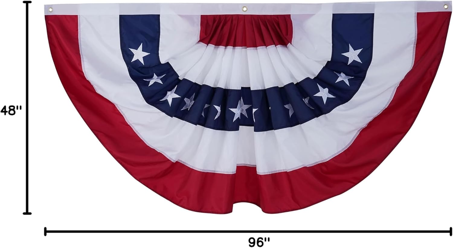ROTERDON American Flag Bunting - 4x8 ft, Outdoor Patriotic Bunting, Embroidered 4th of july Decorations Outdoor, with Brass Grommets