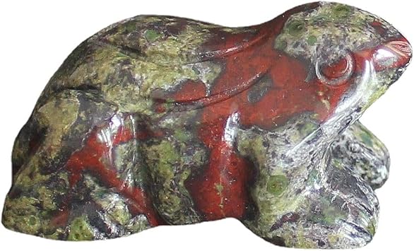 Hand Carved Gemstone Jasper Crystal Frog Figurine Animal Carving Statue Office Home Decor 1.5 red+Green Dragon Blood Jasper