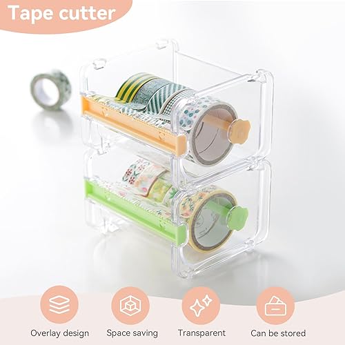 Miniatura 2 de Cortador de cinta adhesiva transparente visible para escritorio, dispensador de cinta Washi, soporte de cinta para el hogar, oficina, escuela (no