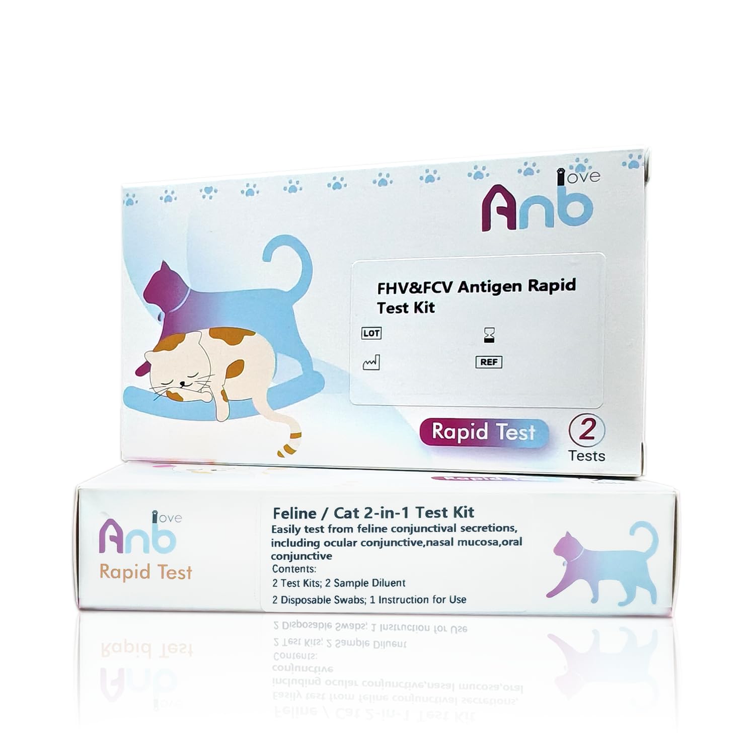 2X Katzen Feline Calicivirus FCV Ag + Feline Herpesvirus FHV Ag Haustiere Tierarzt Gesundheit Katze Haustier Schnelltest Home Test gegen Katze schnüffelt mittels Durchfall Kit