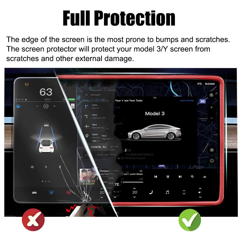 Telaio di protezione schermo compatibile Tesla Model 3/Y 2017-2023 Silicone Console centrale Touchscreen Decorazione infrangibile Protezione ginocchio (bianca)