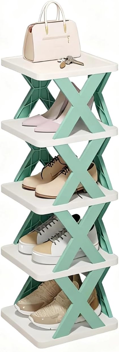 5-Layer Plastic Shoe Rack Storage Cabinet, Doorstep Storage and Sorting Rack, Multi-Layer Stacking Saves Space, Suitable for Shoe Storage in Home Lobbies