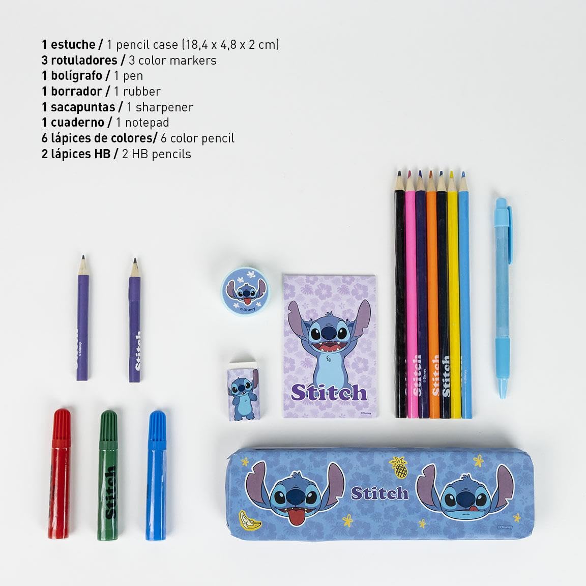 Disney Stitch Colouring & Stationery Set Includes Pencil Case, Pen, Notepad, HB Pencils, Colour Markers, Colour Pencils, Eraser, Sharpener & Colouring Pages Creative Gift for Boys & Girls - Image 2