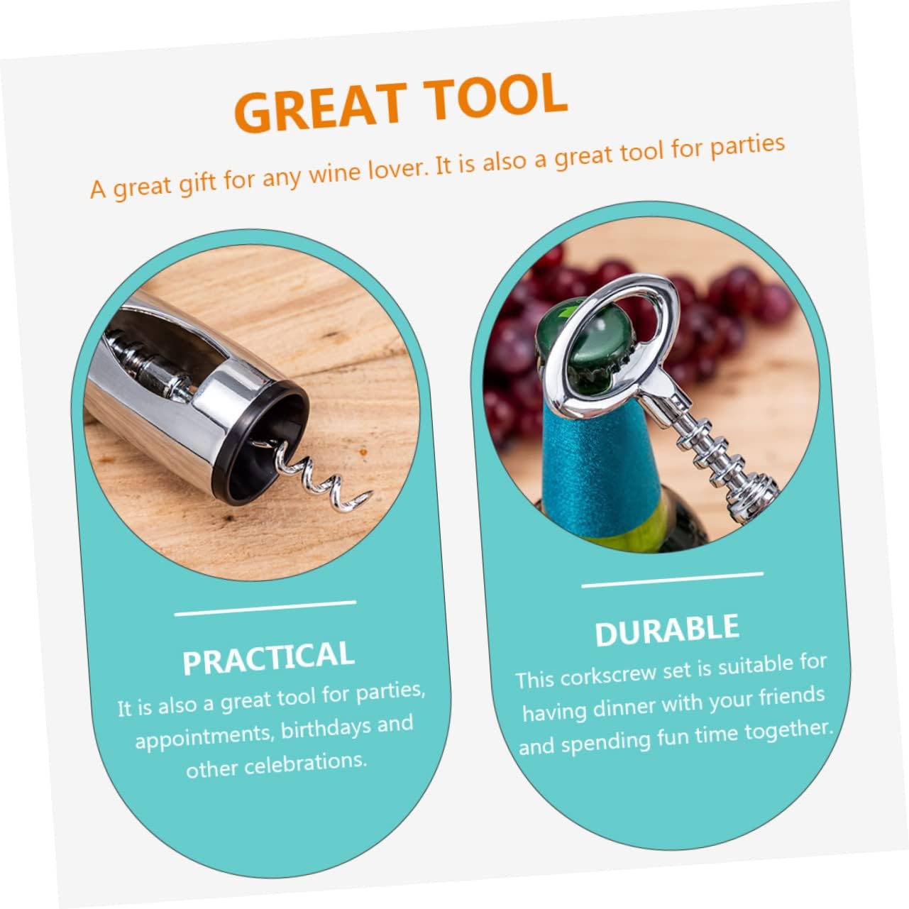 Red Wine Corkscrew Portable Wing Corkscrew Bottle Opener Caps Remover Compact Design for Easy Storage for Home Picnics and Family Gatherings