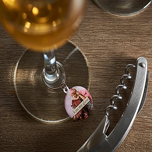 Savvy Design Store Funny Vintage Women Wine Glass Charms - Set of 6 Wine Tags. Always Know which Glass is Yours with These Wine Markers!