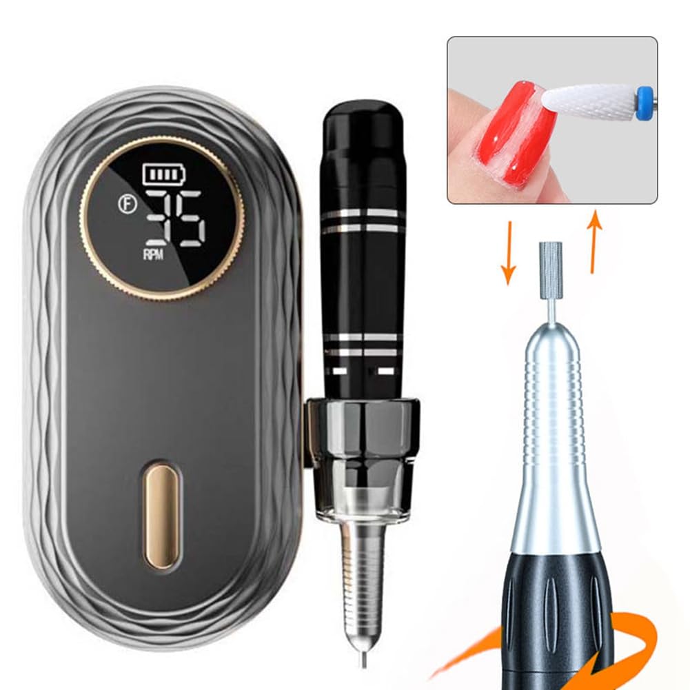 Taladro de uñas profesional, lima de uñas, dispositivo de pedicura con bajo nivel de ruido y vibración, kit de pedicura portátil, taladro de uñas portátil, lima de uñas eléctrica profesional