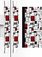 Vista 1 de Juego de 2 fundas para manijas de puerta de refrigerador rojo y negro para lavavajillas, microondas, horno, nevera, estufa, electrodomésticos