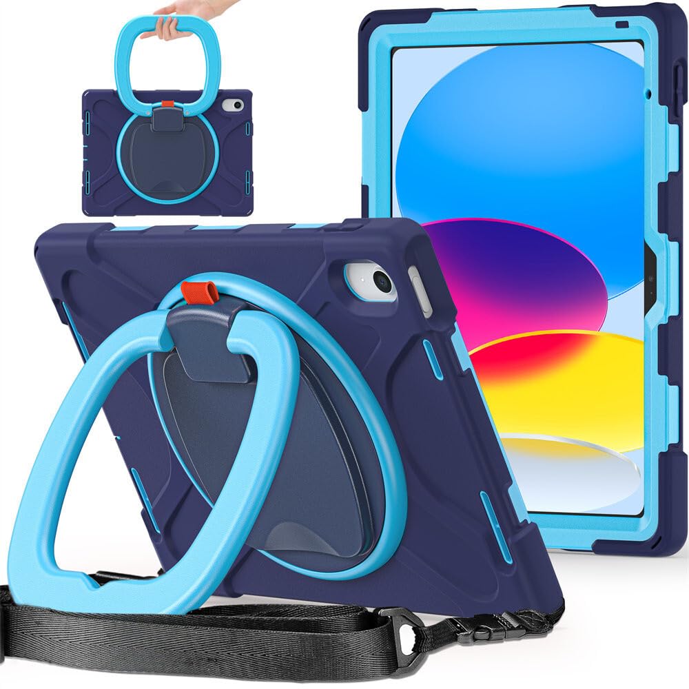 Coque iPad A16 JZ robuste antichoc 360 bleu marine et bleu - 8