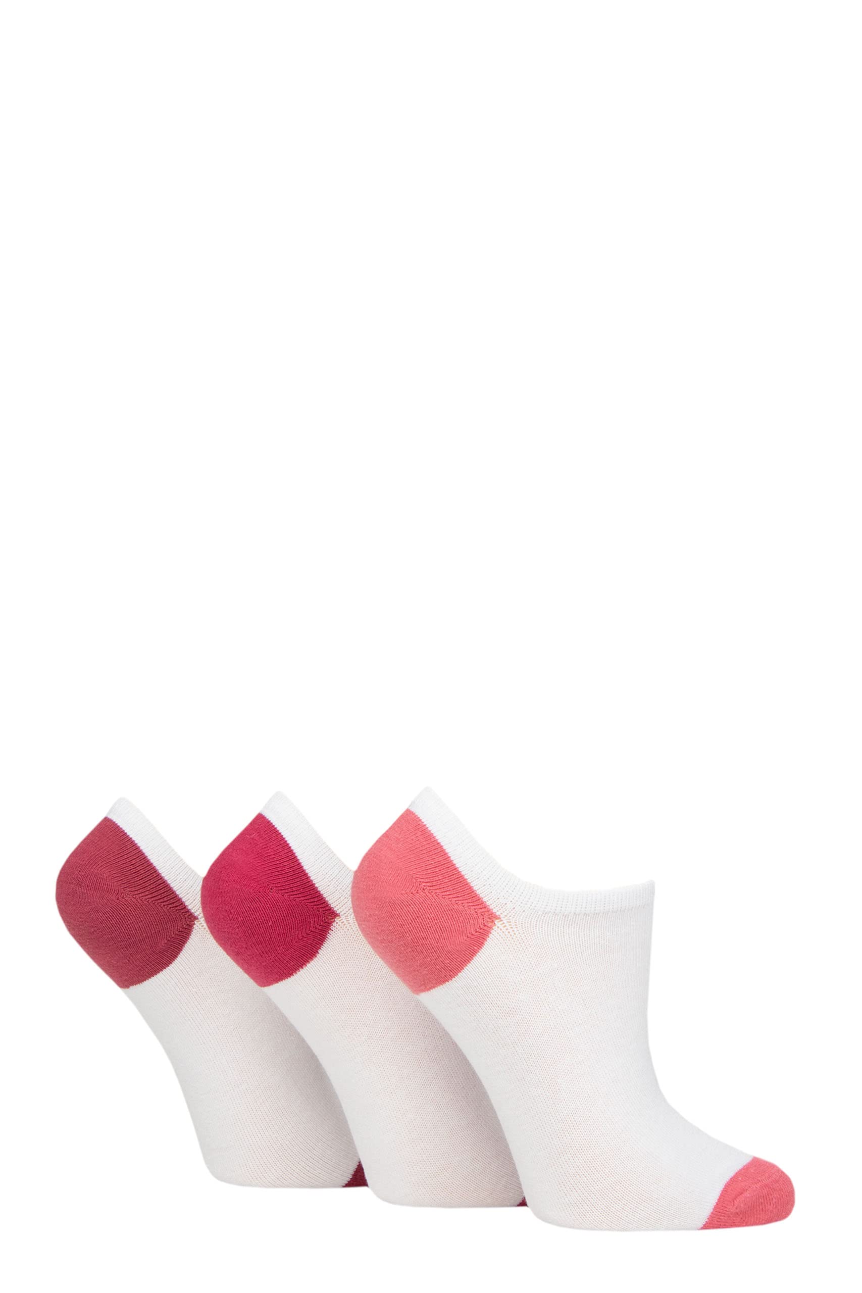 Pringle Of Scotland Women's White / Pink Heel & Toe Pringle Plain Cotton Secret Socks Pack Of 3 White/Pink Heel & Toe 4-8