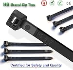HS Long Zip Ties Heavy Duty 30 Inch Zap Straps UV Resistant 175 LBS Loop Strength Plastic Large Cable Ties 50 Pack,Black