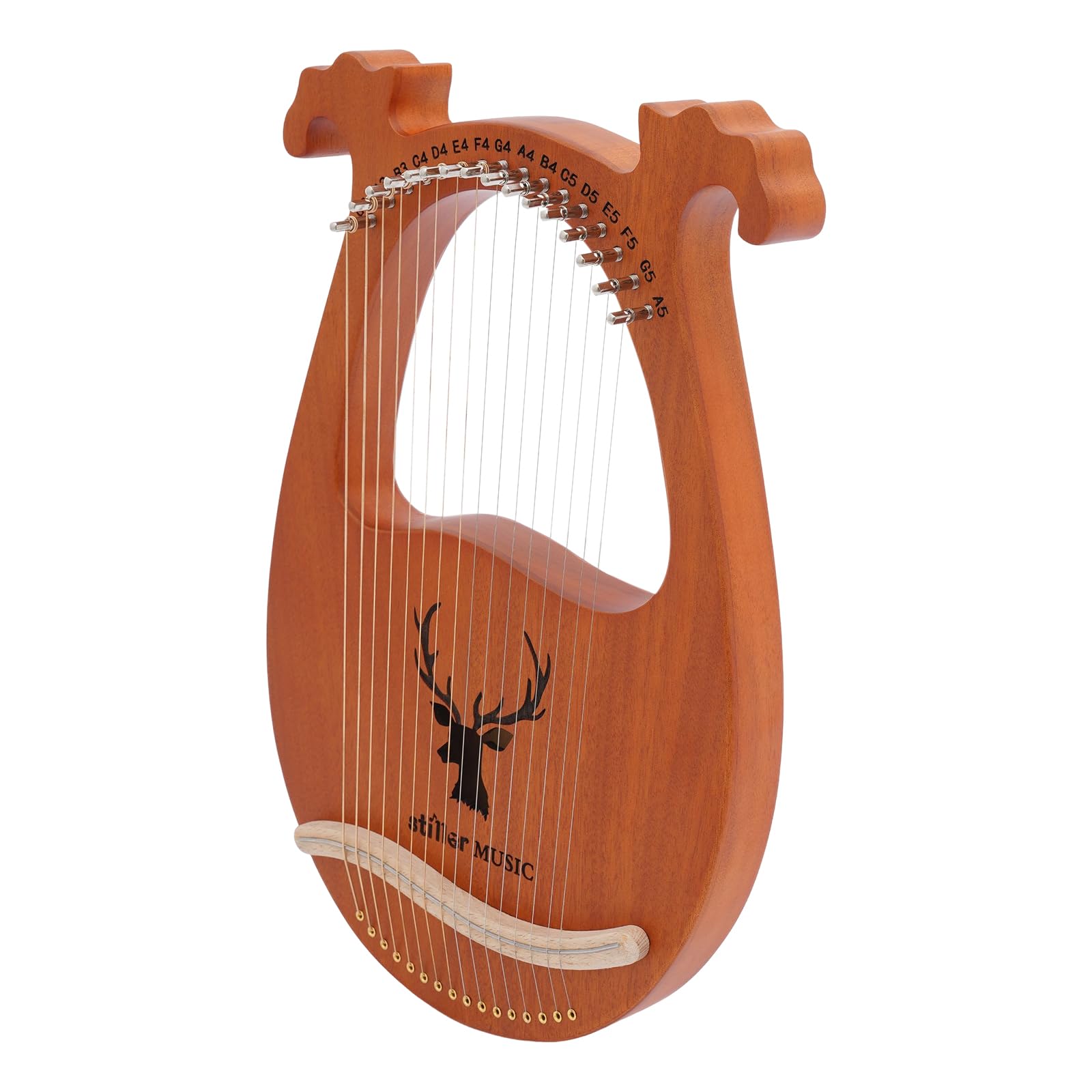 Lyre Harp Harpe 16 Cordes Métal Lyra Harfen Piano à Pouce en Acajou Massif avec Touches d'accordage Paddles pour Enfants et Adultes - Cadeau original Couleur bois d'origine, GKCFGJT-489