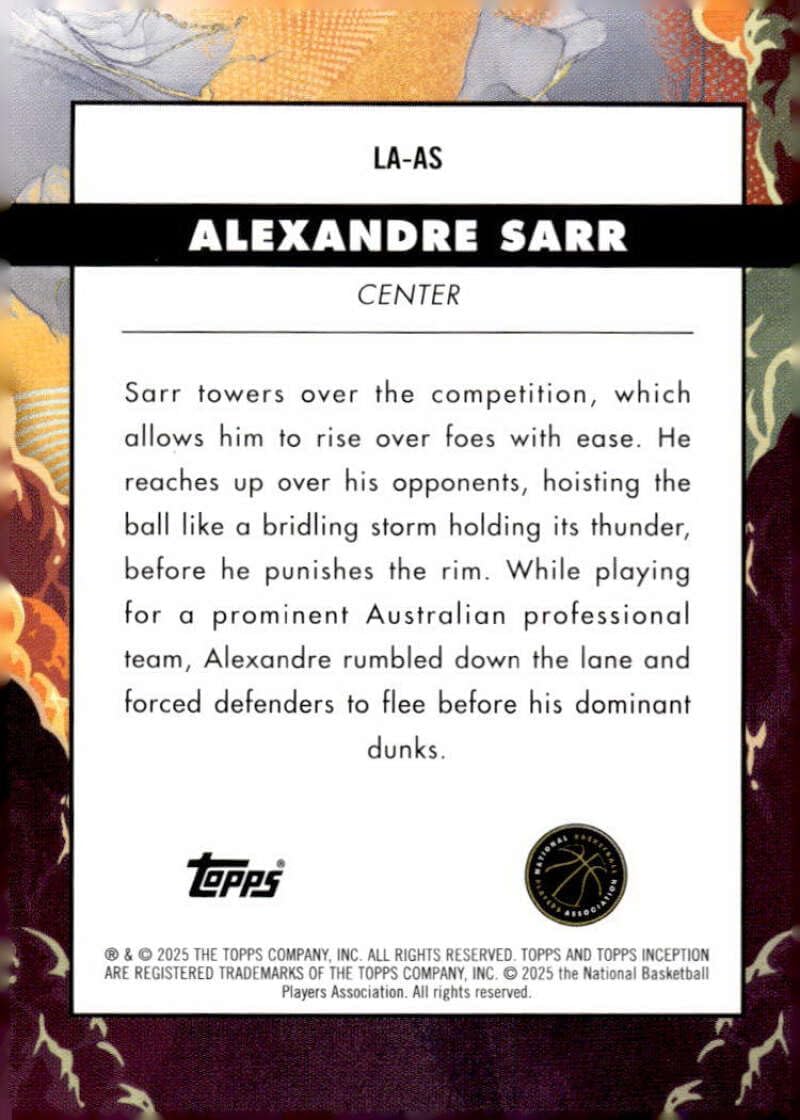 ALEXANDRE SARR RC 2024-25 Topps Inception Launch #LA-AS ROOKIE NM-MT Basketball