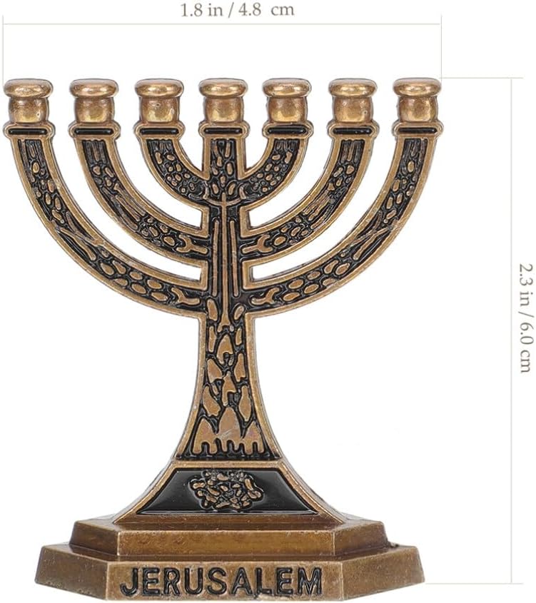 ABOOFAN 7 Branch Hanukkah Menorah Candle Holders, 4pcs Star of David Jewish Menorah Jerusalem Candlestick Vintage Taper Candle Holder for Jewish Holiday Party Centerpiece
