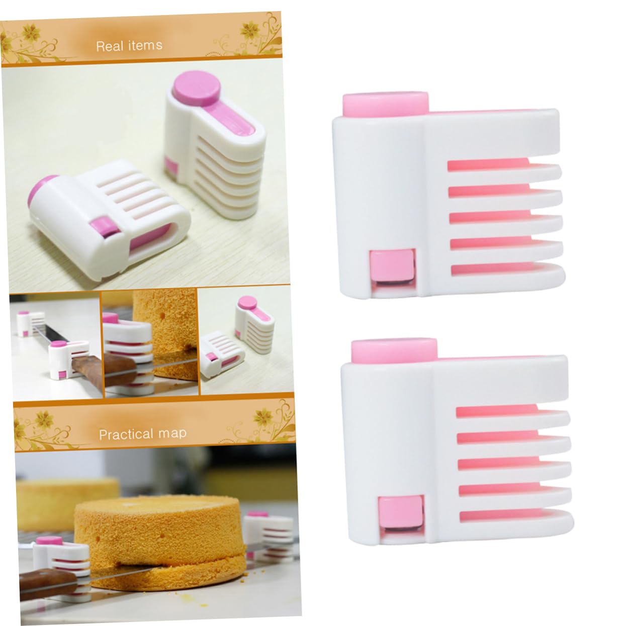 Unomor Djustable Cake Slicing Leveler Set 5 Layers Cake Slicer Spring Clamp Compact for Easy Storage