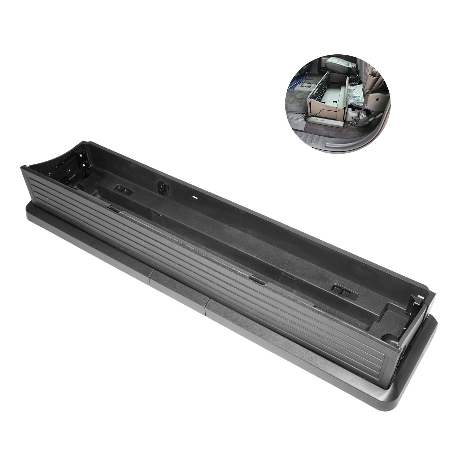 ANTS PART Upgraded Folding Under Rear Seat Storage Box for 2015-2024 Ford F150 Under Seat Cargo Storage Box