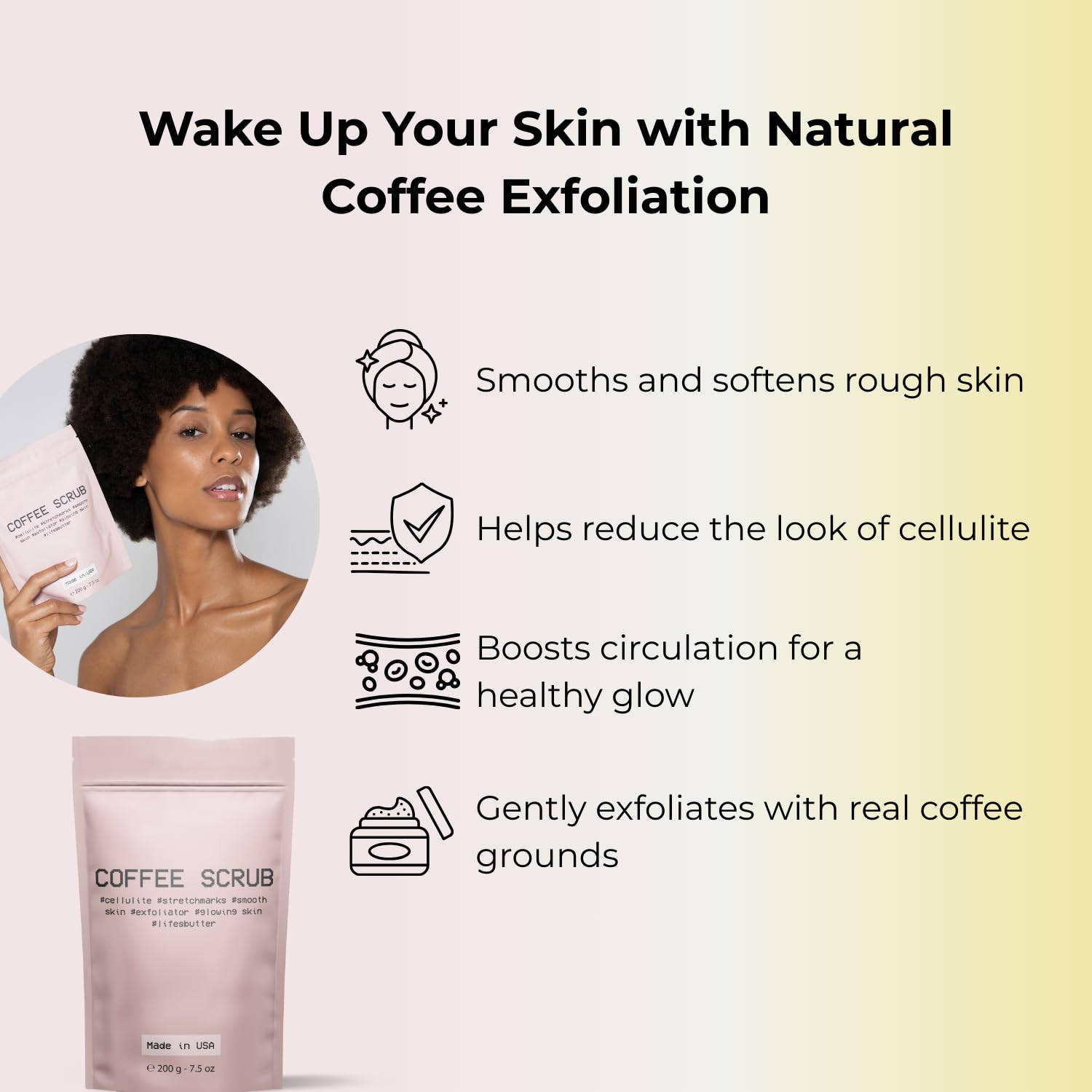 Life's Buttter Exfoliating Coffee Scrub with Natural Arabica Coffee Effective Against Cellulite, Stretch Marks, Scars and Acne | Organic Shea Butter and Sweet Almond Oil