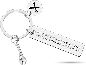 Heigebi Funny Plumber Gift for Men My Knight in Shining Plumber Keychain Gifts for Dad Husband Boyfriend Plumber Christmas Birthday Valentines Day Gifts