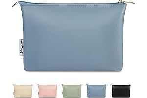 Narwey Blue Vegan Leather Cosmetic Bag for Women