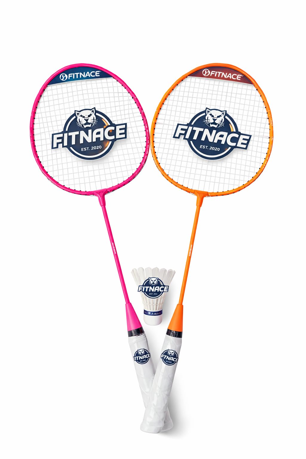 FITNACEBadminton Racket with Feather Shuttlecocks Set | Ideal for Beginners & Practice | Lightweight Frame | Training & Match Play