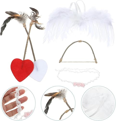 Miniatura 5 de jojofuny Conjunto de disfraz de Cupido de ángel, alas de ángel blancas para bebé, mini cupido, accesorios de fotografía para recién nacidos, arco y