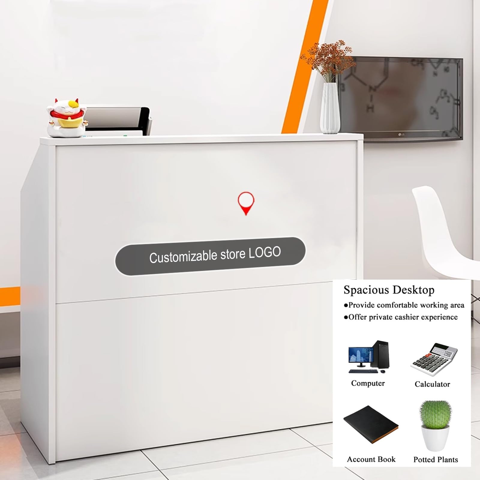 Scrivania con serratura Sto Welcome Chut Bancone per Salone Ufficio Sales Desk con Der Design Moderno L100*W38CM (99,8 x 37,8 cm)