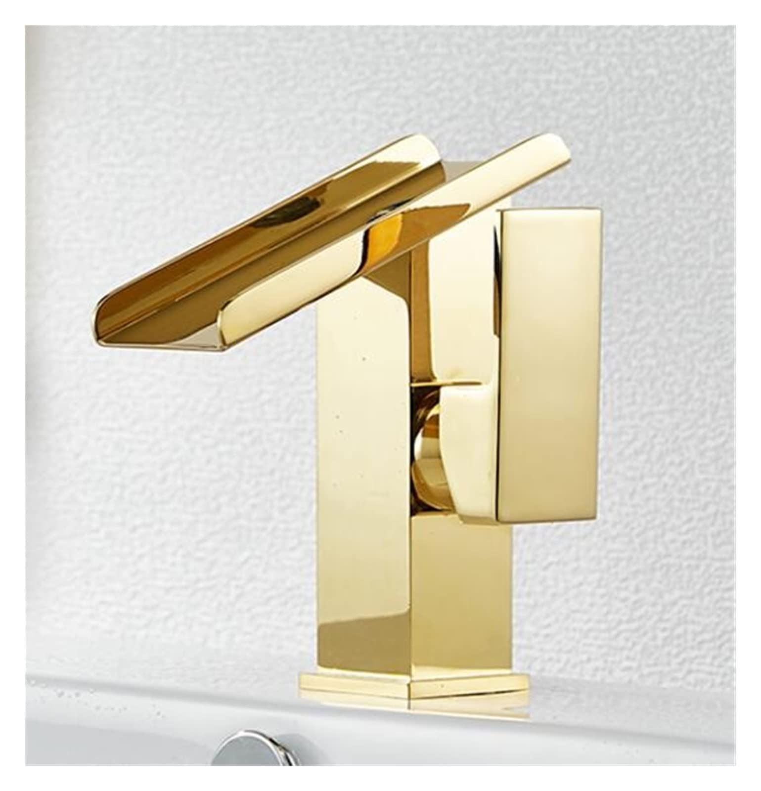 Robinet cascade or en laiton haut de gamme mitigeur de lavabo au design moderne et épuré