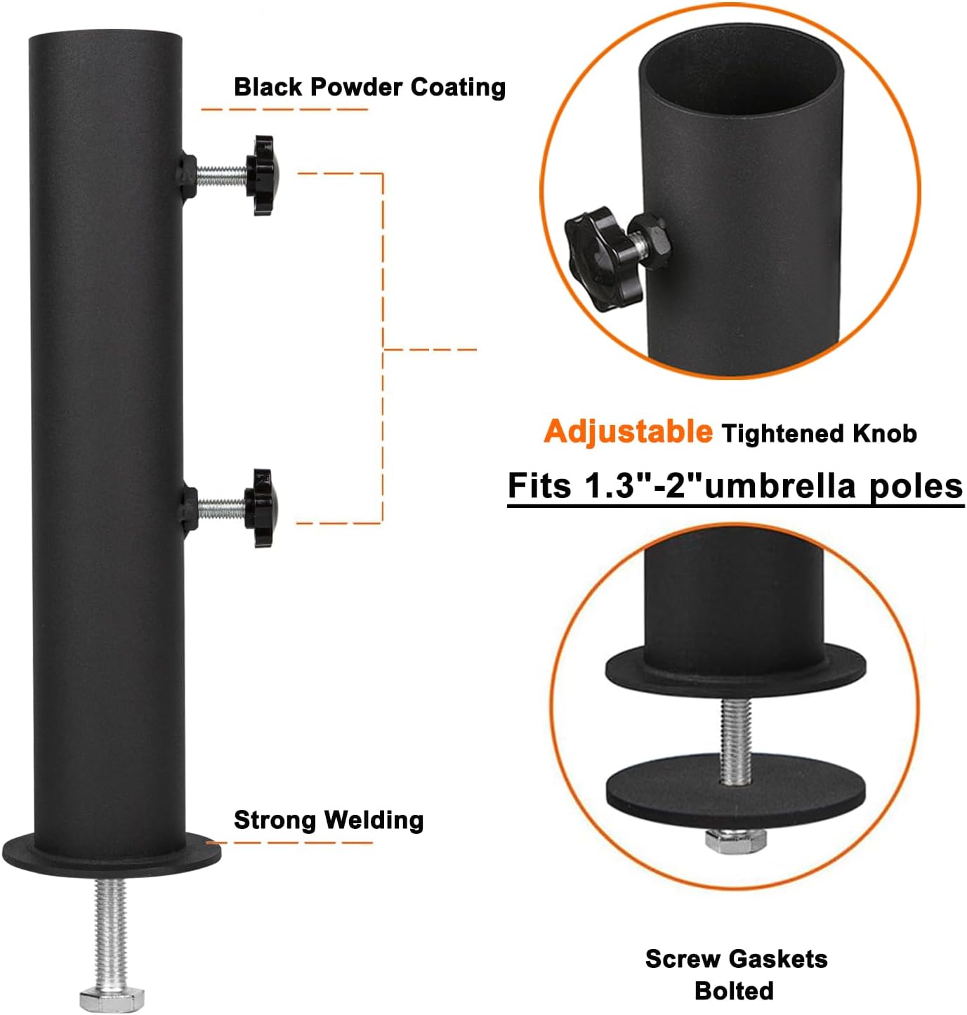 Granite Umbrella Stand Tube Heavy Duty Stone Umbrella Base,Table Umbrella Tube Bracket,DIY Umbrella Stand Parts Outdoor,Umbrella Parts Base Holder for Cement and Granite Boards