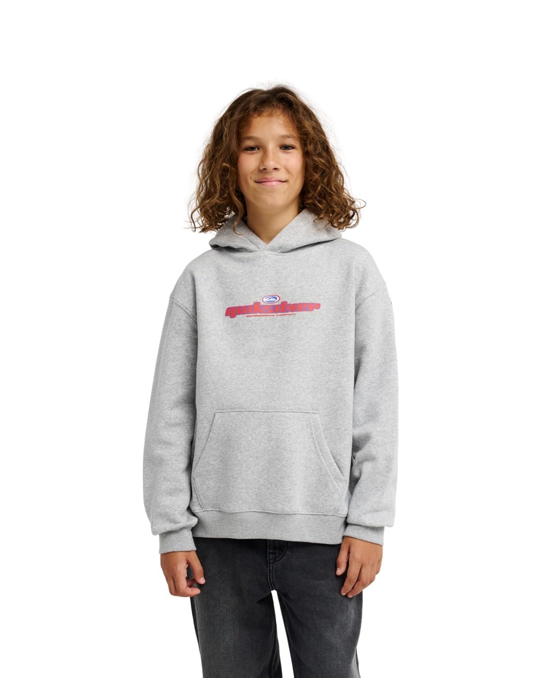Sweat capuche oversize Quiksilver Graphic gris molletonné et ample taille 10 ans