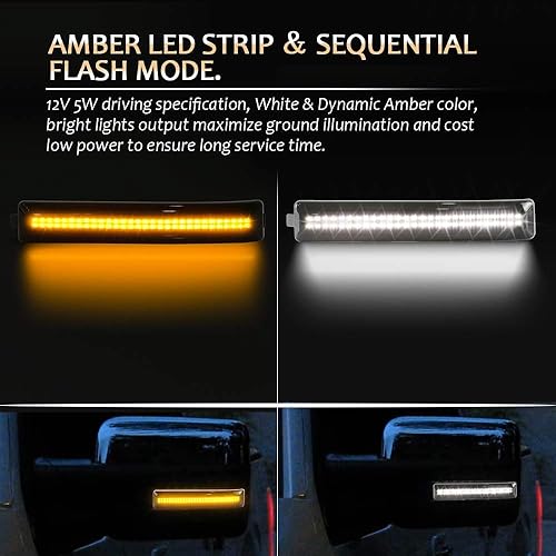 Miniatura 3 de D-Lumina Reflector secuencial de espejo lateral Switchback - Luces direccionales de giro compatibles con Fo-rd F150 2009-2014 y Raptor SVT, luz LED