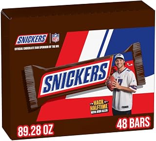 SNICKERS Full Size Bulk Candy Bars, 48 Count 1.86 oz Chocolate Peanut Caramel Treats - Party & Pantry Staple