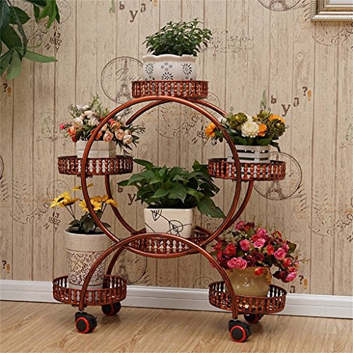 Étagère de fleurs en fer solide avec roue de frein - 4