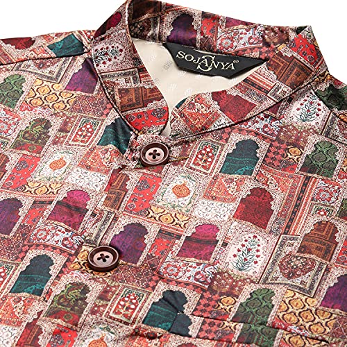 Image of SOJANYA (Since 1958, Mens Cotton Blend, Checked Nehru Jacket
