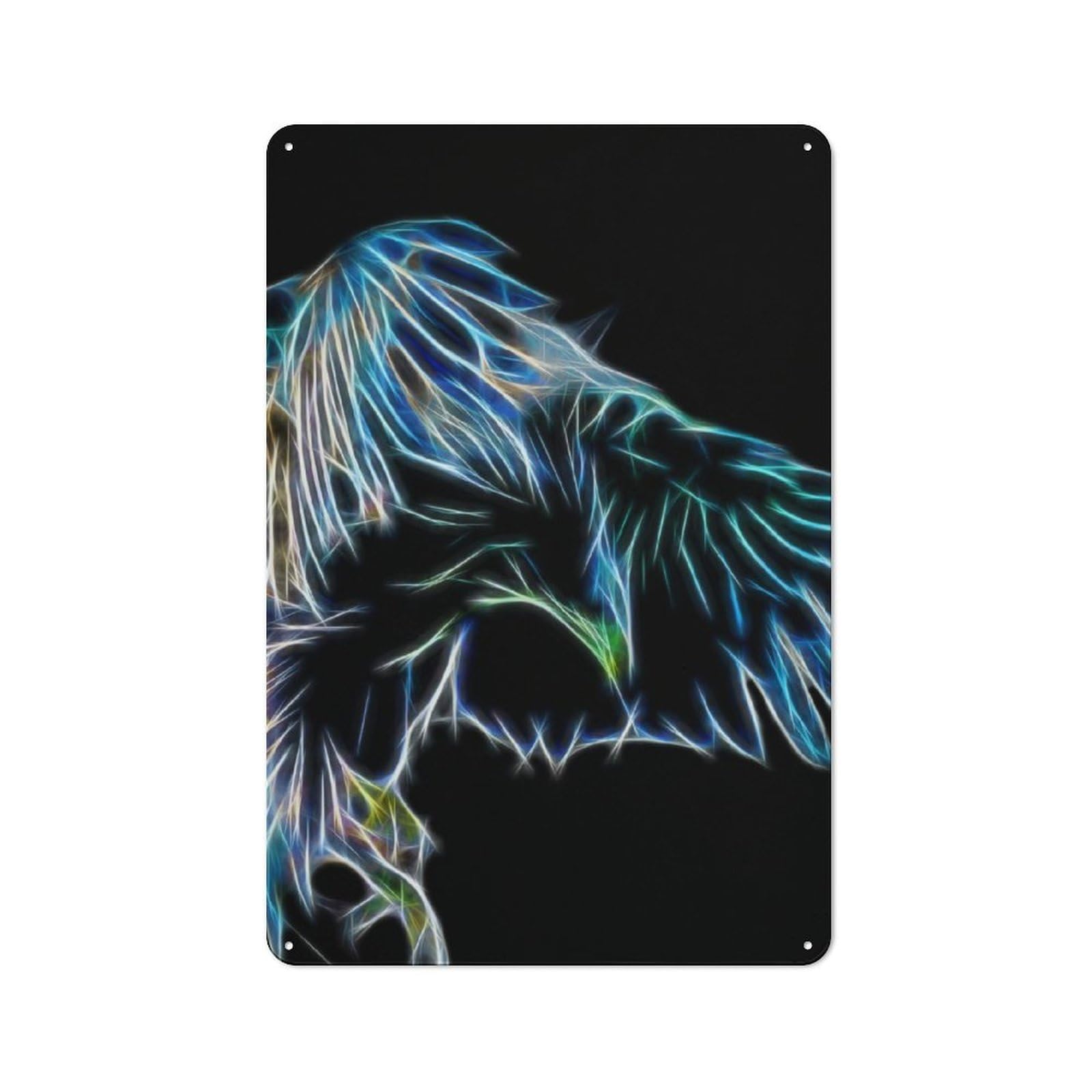 Junmoney Eagle Fractal Printed Metal Sign 30X20cm For Living Room Or Hallway, For Home Wall Decor Collectors