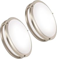 OOWOLF 2-Pack 36W 13in Dimmable LED Flush Mount Ceiling Light Brushed Nickel 3600LM 5000K Daylight No Flicker Easy Install